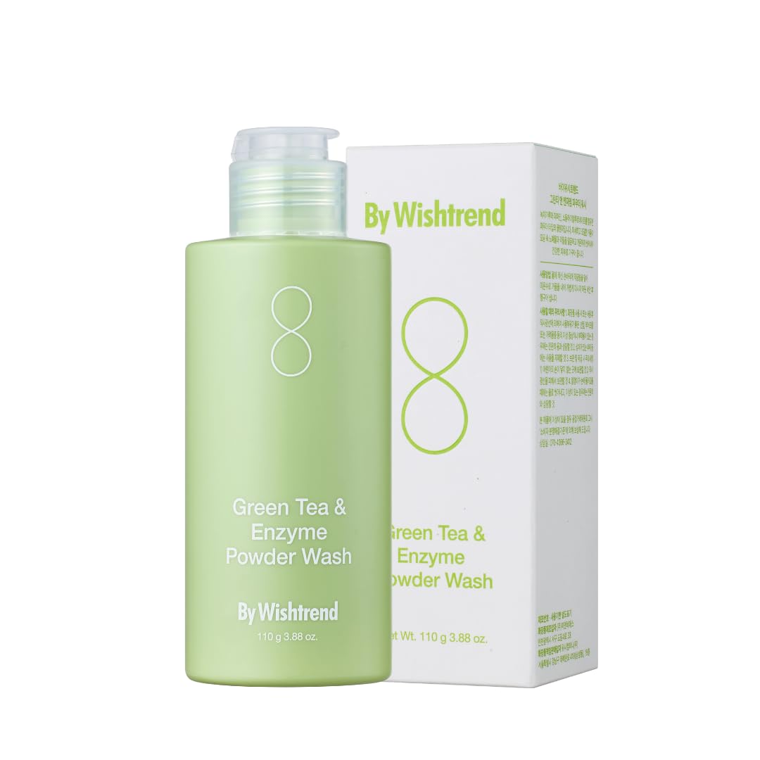 By Wishtrend Green Tea & Enzyme Powder Wash - Hydrating & Exfoliating Face Wash | Green Tea Powder, Papain, Amino Acid Surfactants, Sodium Bicarbonate | Gentle Cleanser Deeply Cleanses Pores, 110g