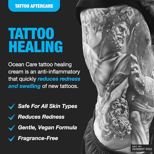 H2Ocean Ocean Care Tattoo Aftercare Lotion 2.5ounces-Fragrance Free Tattoo Moisturizing Cream-For New & Old Tattoos-Heals & Revitalizes - Dye Free