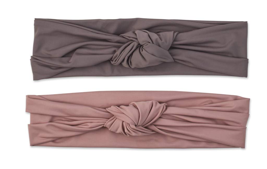 Scünci Soft Knot Headwraps in Neutral Mauve and Dark Grey, 2 Count