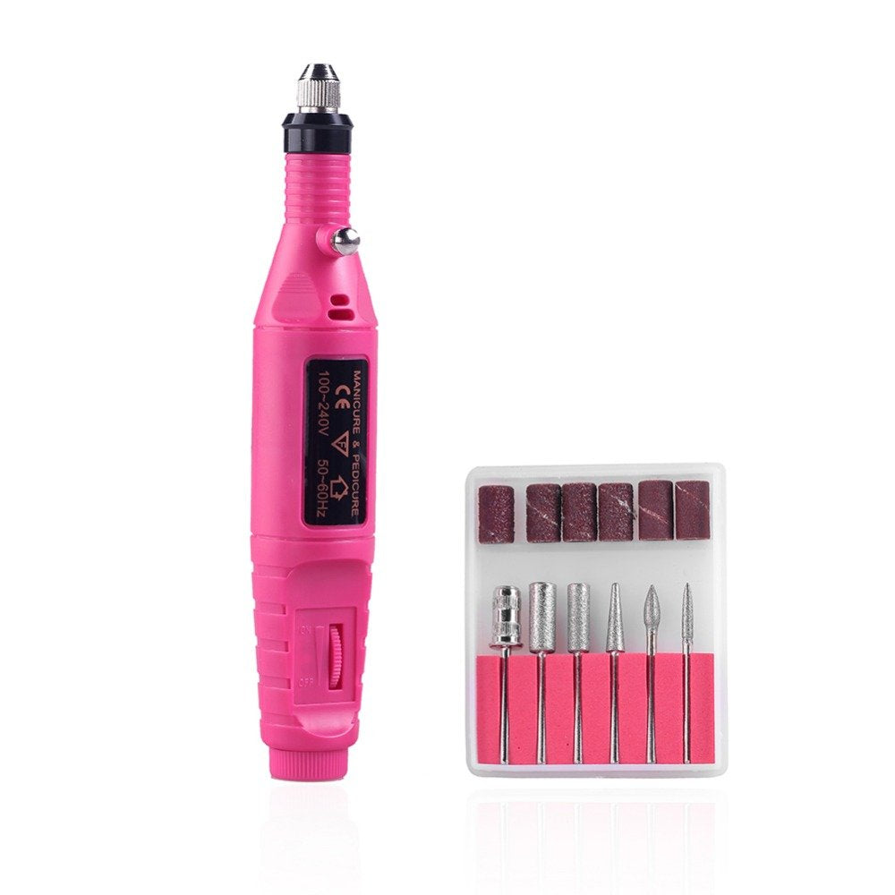 Yimart 1Set Professional Electric Nail Kit Nail File Nail Tips Manicure Machine Electric Nail Art Pen Pedicure 6 Bits Nail Art Tools Kit Nail Drill Machine