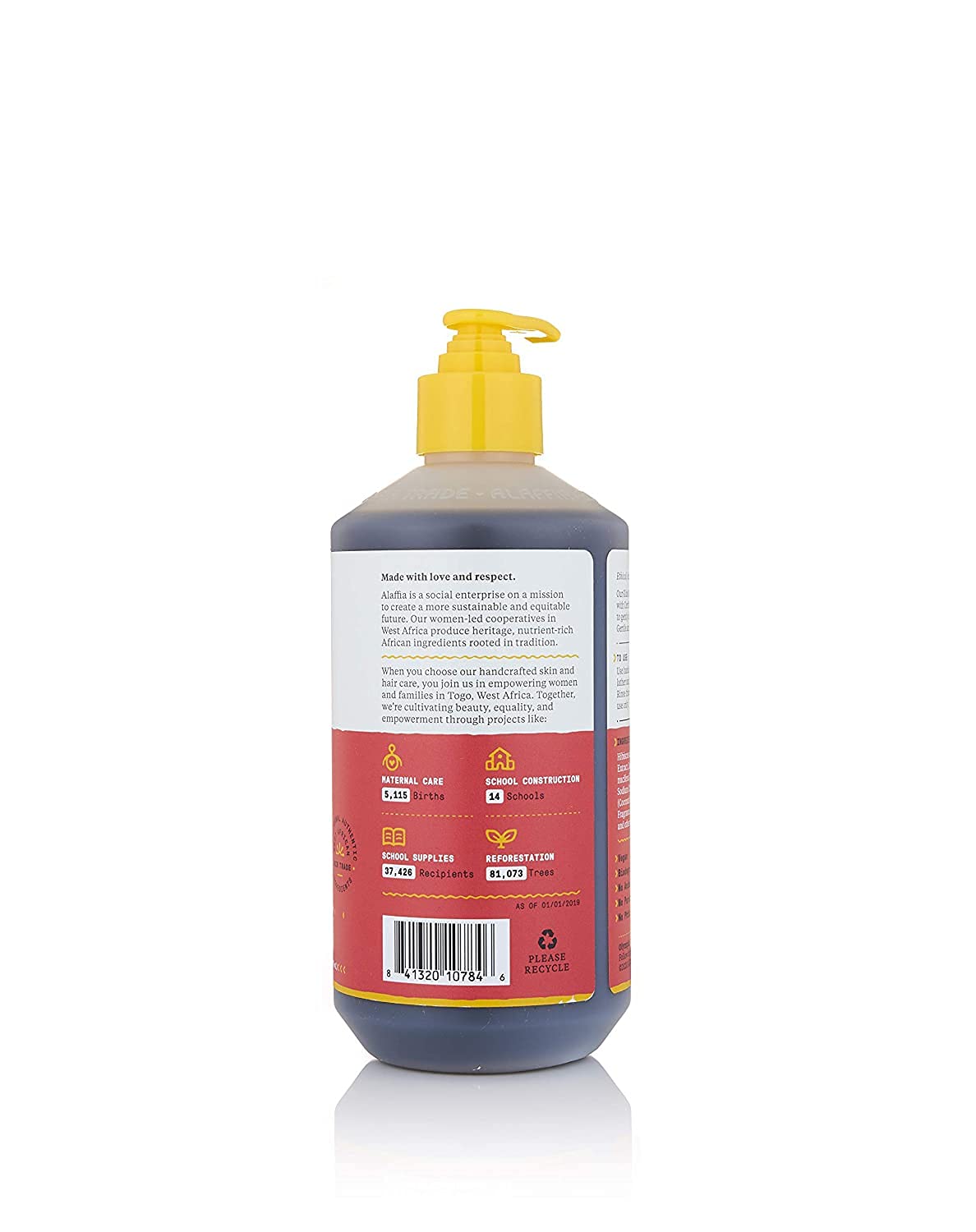 Alaffia - Everyday Coconut Shampoo and Body Wash, Babies and Kids, Gentle and Non-Irritating Support for Soft Hair and Skin with Hibiscus and Strawberry, Fair Trade, Strawberry, 16 Ounces