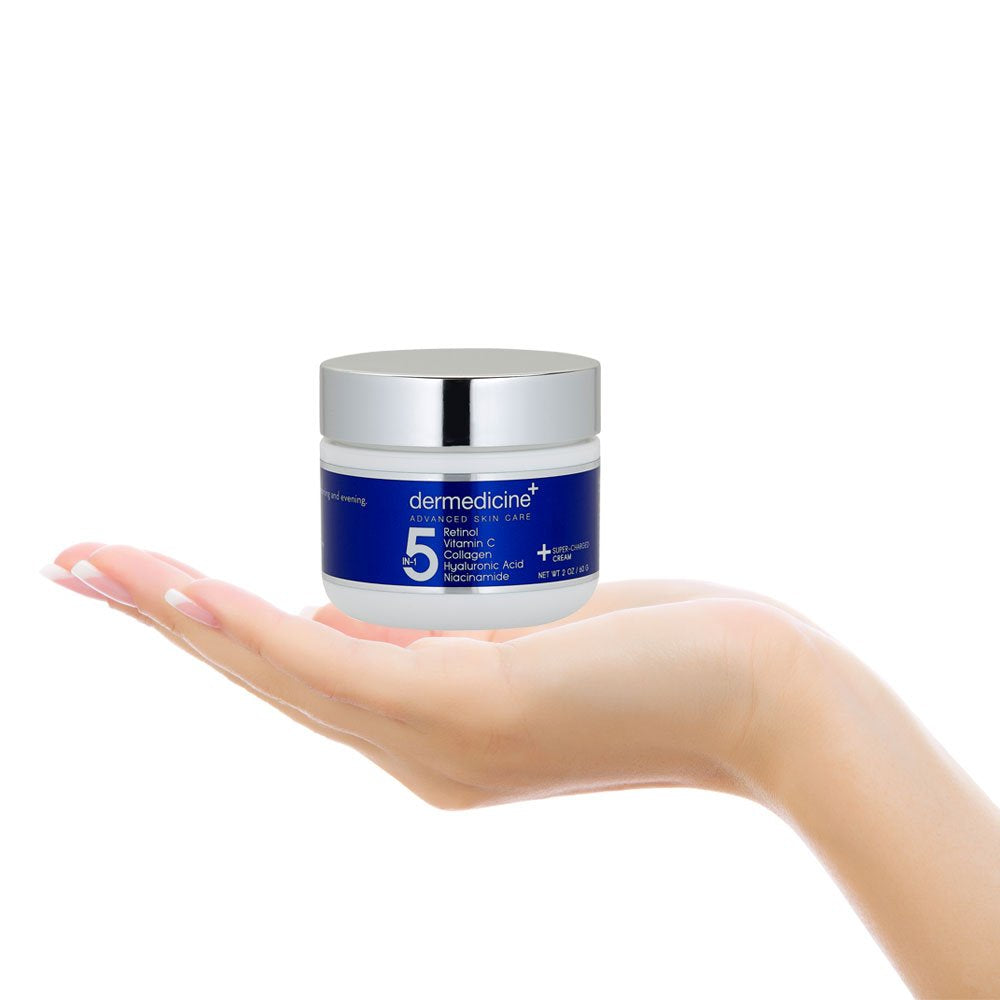 5 in 1 Retinol, Vitamin C, Collagen, Hyaluronic Acid and Niacinamide | Potent Face Cream which May Help Improve Appearance of Fine Lines and Wrinkles and Reduce Appearance of Dark Spots | 2 oz / 60 g