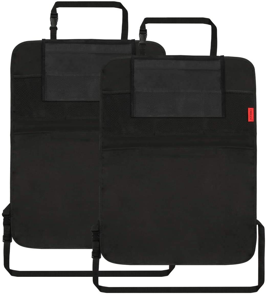 Kaiphy Car Backseat Organizer Premium Quality Car Kick Mats with 10 Tablet Holder - Extra Large Pocket- Sturdy Top 2Pack