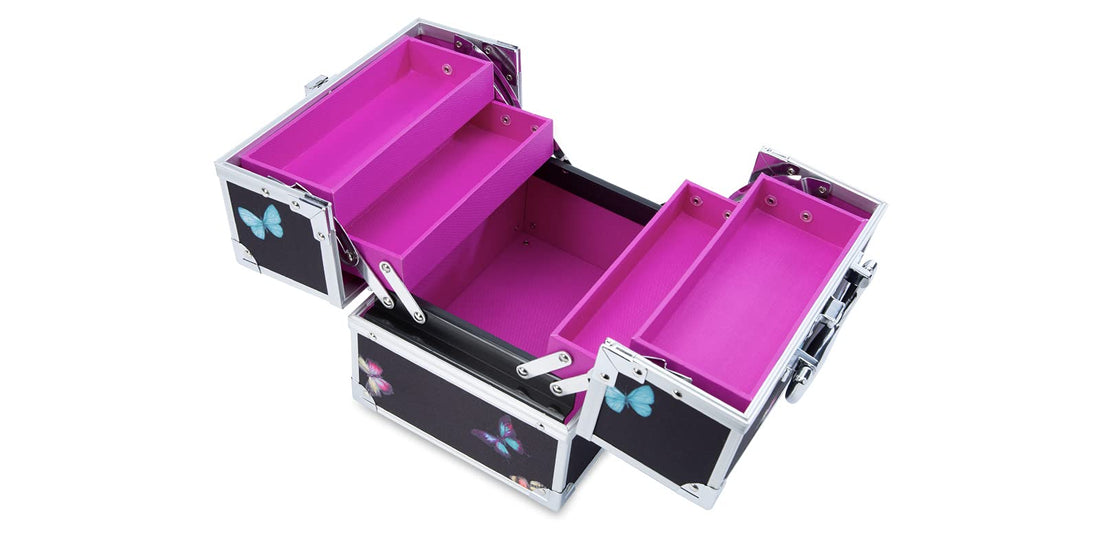Caboodles Adored Train Case | 4-Tray Cosmetic Organizer with Locking Latch
