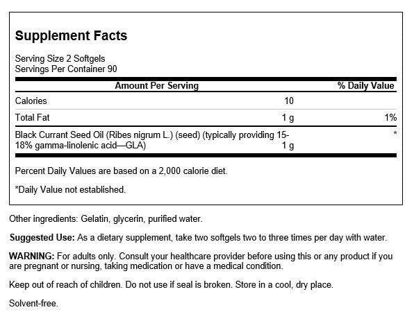 Swanson Black Currant Seed Oil - Herbal Supplement Promoting Immune System & Heart Health Support - Natural Formula Supporting Joints Health - (180 Softgels, 500mg Each)