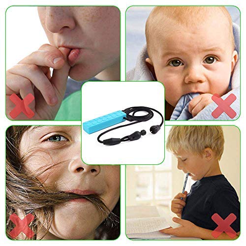 Ecklace and Pencil Topper for Kids Teething Silicone Chewing Necklace Chewing Biting(4 Pieces)