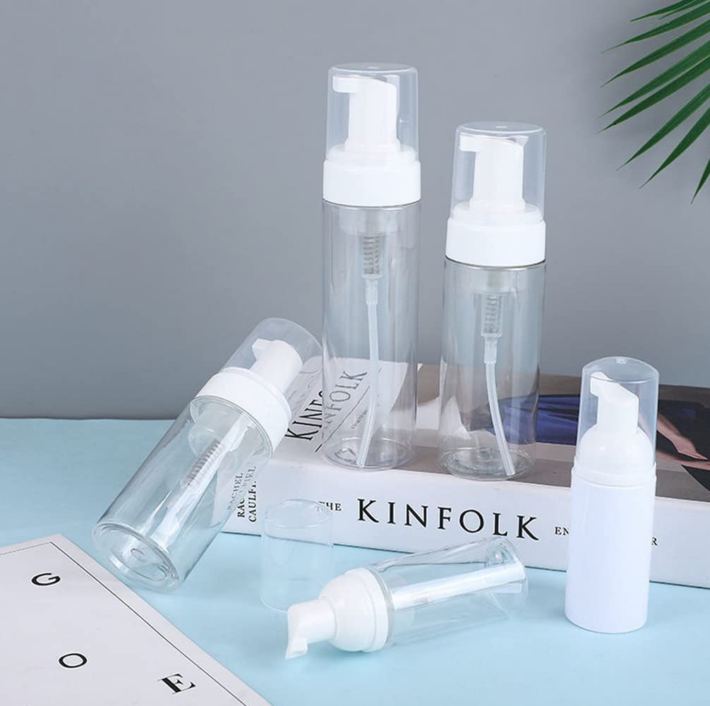 ASTRQLE 3Pcs 100ML 3.4oz Empty Clear Plastic Press Foaming Soap Pump Dispensers Spray Bottle Containers with Atomizer for Soap Foam Lotion Bathroom Accessory