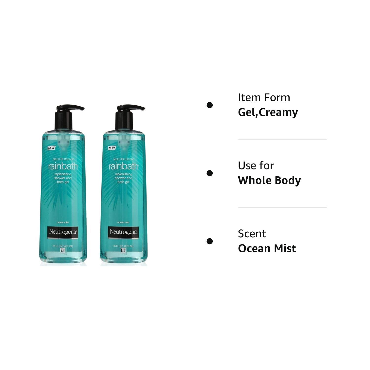 Neutrogena Rainbath 16 Ounce Ocean Mist Shower & Bath Gel (473ml) (2 Pack)