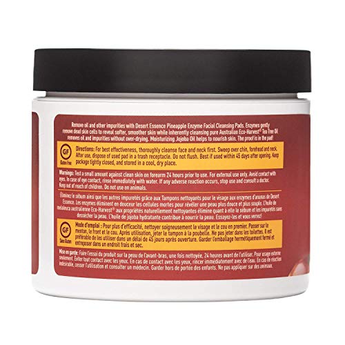 Desert Essence, Pineapple Enzyme Cleansing Pads, 50 Pads - Vegan, Gluten Free - Facial Cleansing, Exfoliating Enzymes for Radiant Clear Complexion