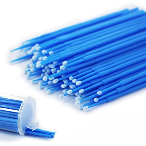 Yimart 400pcs Blue Regular Size 3mm Disposable Mascara Applicator Individual Eyelash Extension Microbrushes