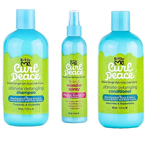 Just For Me Kids Curl Peace Hair Products Combo (SHAMPOO, CONDITIONER & WONDER SPRAY)