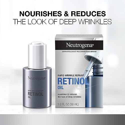 Neutrogena Rapid Wrinkle Repair Retinol Face Oil, Daily Anti-Aging Face Serum to Fight Fine Lines, Deep Wrinkles, & Dark Spots, 1.0 fl. oz