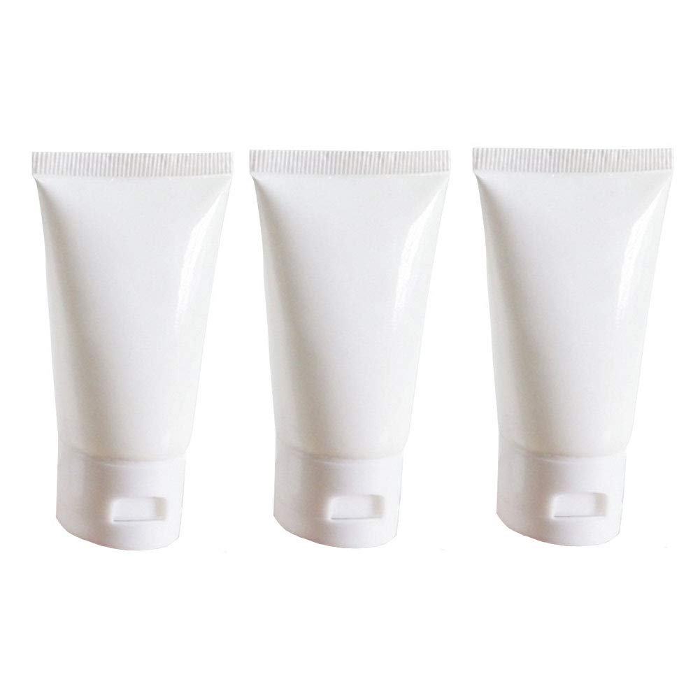 QUUPY 24PCS 20ML/0.68oz Empty Refillable Cosmetic Squeeze Tube Bottle Containers Jars Pot With Flip Cap For Makeup Shampoo Facial Cleanser Body Cream Shower Gel Liquids Lip Gloss(White)