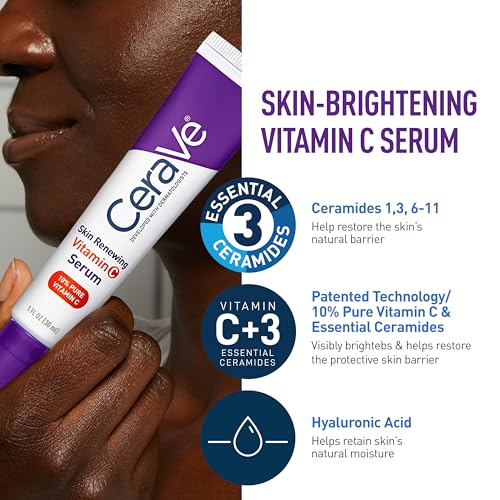 CeraVe Vitamin C Serum and Night Cream Skin Care Set, Brightening Serum with 10% Pure Vitamin C and Night Moisturizer with Peptides, Hyaluronic Acid and Ceramides, 1oz Vit C + 1.7oz Moisturizer