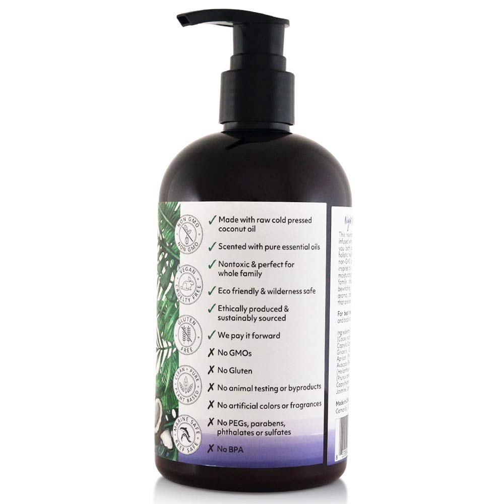 Organic Fiji Moisturizing Face and Body Organic Coconut Oil Lotion Night Blooming Jasmine 12 Ounce