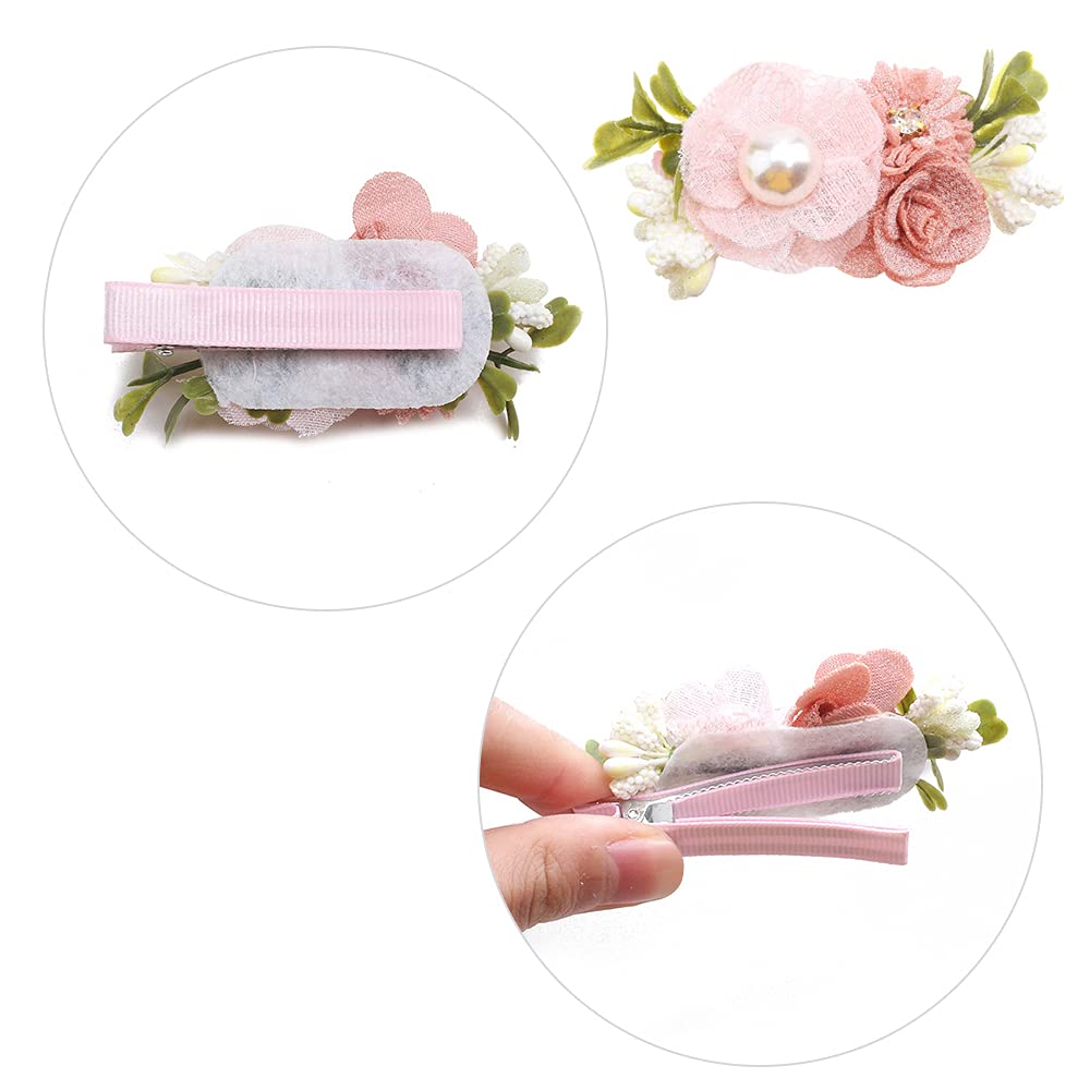 Flower Hair Clips Set for Baby Girl Lightweight Floral Hair Bow Accessories with Boutique Fully Lined Alligator Clip 3pcs for Toddler Teens Gifts
