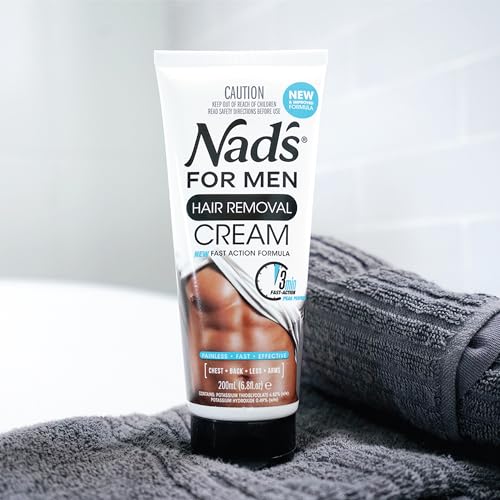 Nad's For Men Hair Removal Cream, Painless Hair Removal For Men, Soothing Depilatory Cream For Unwanted Coarse Male Body Hair, 6.8 Fl Oz