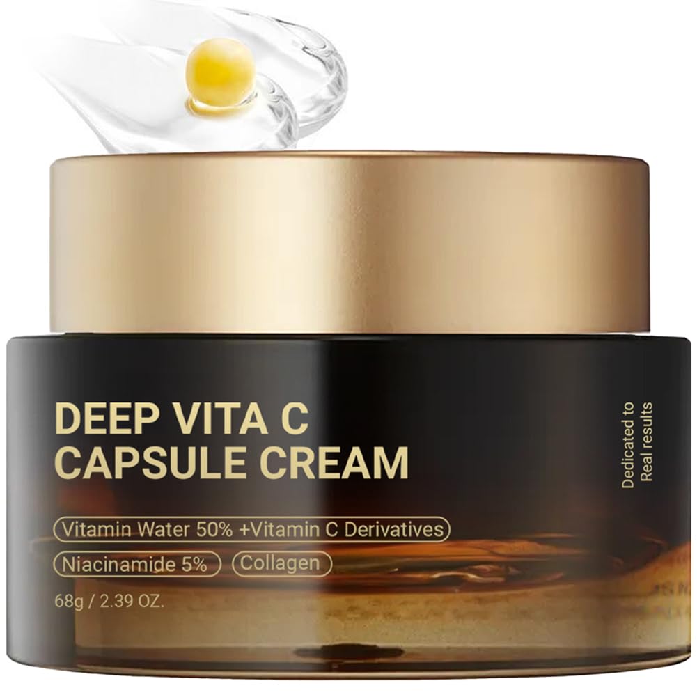 NAILKISS Deep Vitamin C Golden Capsule Face Moisturizer - Liposome Capsules For Wrinkles, Skin Radiance - Transparent Gel with Collagen & Niacinamide for Firming, Repairing, Hydrating Skin Care