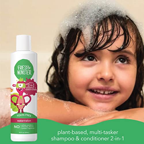 Fresh Monster Toxin-free Hypoallergenic 2-in-1 Kids Shampoo & Conditioner, Watermelon, 2 Count