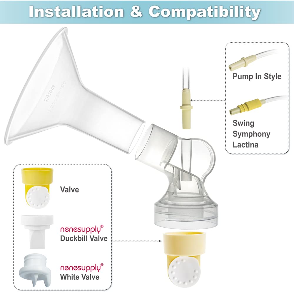 Nenesupply Connectors Compatible with Medela Flanges. Not Original Medela Personalfit Connector. Work with Pump in Style Symphony Harmony Swing Breastpumps, and Nenesupply Flanges.