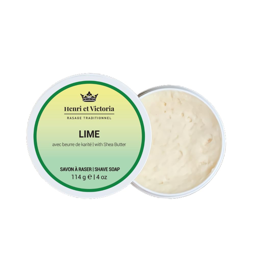 Lime Shaving Soap | Henri Et Victoria Shaving Cream For Men |Moisturizing, Ultra Glide, Cushioning, Easy Lather, Prevent Razor Burn And Dry Skin | 114 G (4 Oz)
