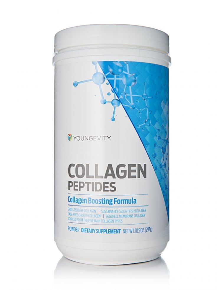 Youngevity Multi-Collagen Peptides Powder with Fulvic Powder – Hydrolyzed Grass-Fed, Marine, Chicken, & Eggshell Membrane Collagen – Hair, Skin, Nails, Joint, Bone Support – I, II, III, V, X – 11.4 oz