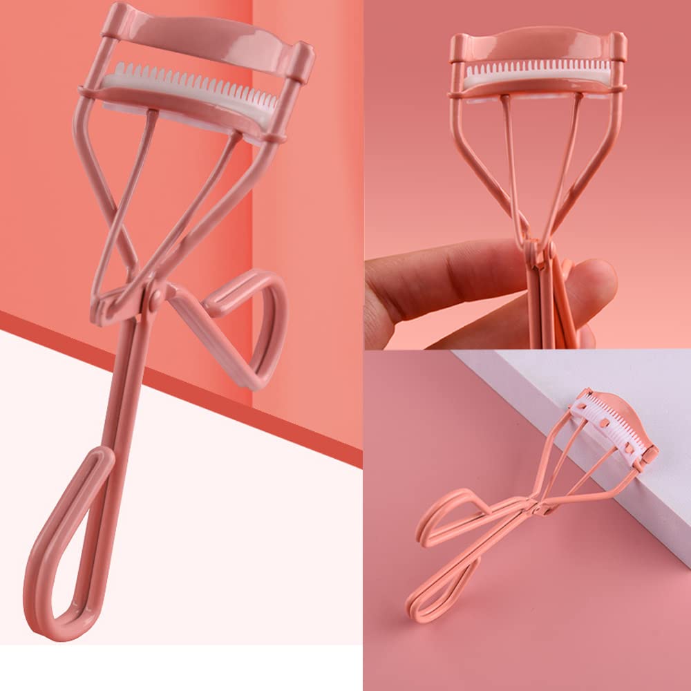 AWEELON Eyelash Curlers with Comb Pink Eyelash Curler with Built in Comb Get a Lash Lift in Seconds, Durable Carbon Steel Body with Comfort Grip