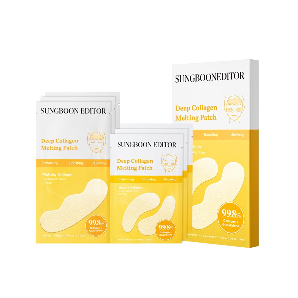 SUNGBOON EDITOR Deep Collagen Melting Patch 6pcs | Under Eye and Neck Anti- Wrinkle Patches with Real Collagen & Glutathione | Real Collagen Films for Anti Aging | Korean Skin Care