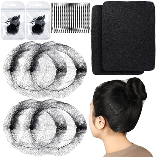 Teenitor Hair Nets for Food Service Workers, 50pcs 24inch Hair Net Hairnets for Foodservice, Black Hair Nets for Women Hair Nets for Buns, Kitchen Hair Nets for Men Bun Nets for Ballet Girls