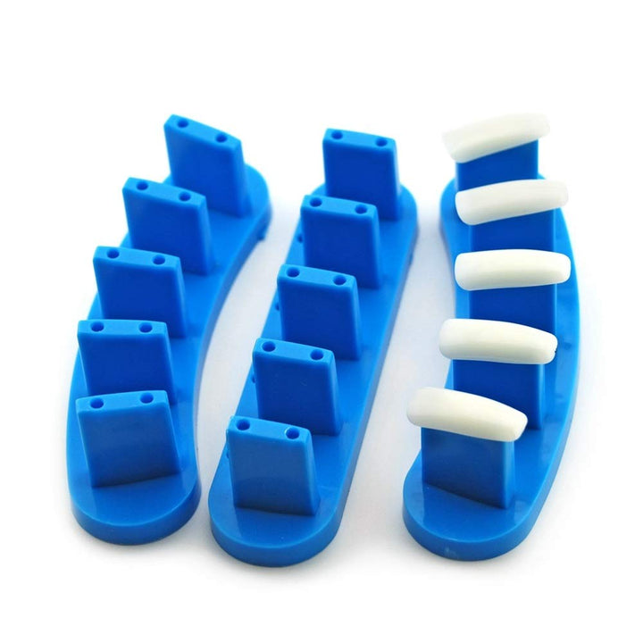 Blue: Rolabling 3 Pcs False Nail Art Tips Practice Display Stand Tool for Gel Nail Polish DIY Nail Training Tools (Blue)