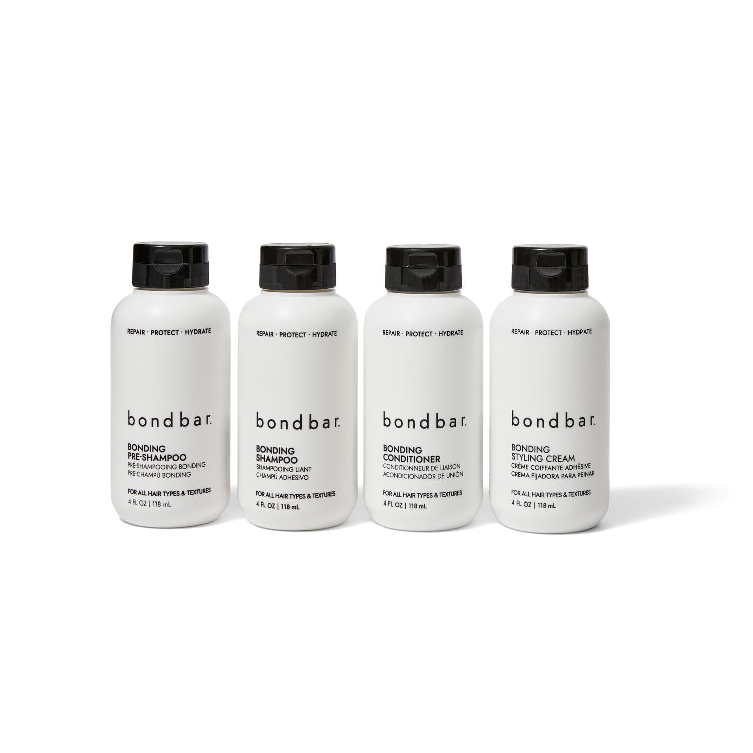 Bondbar Bonding Essential Kit, Contains Pre-Shampoo, Shampoo, Conditioner, and Styling Cream, 4 x 4 Oz
