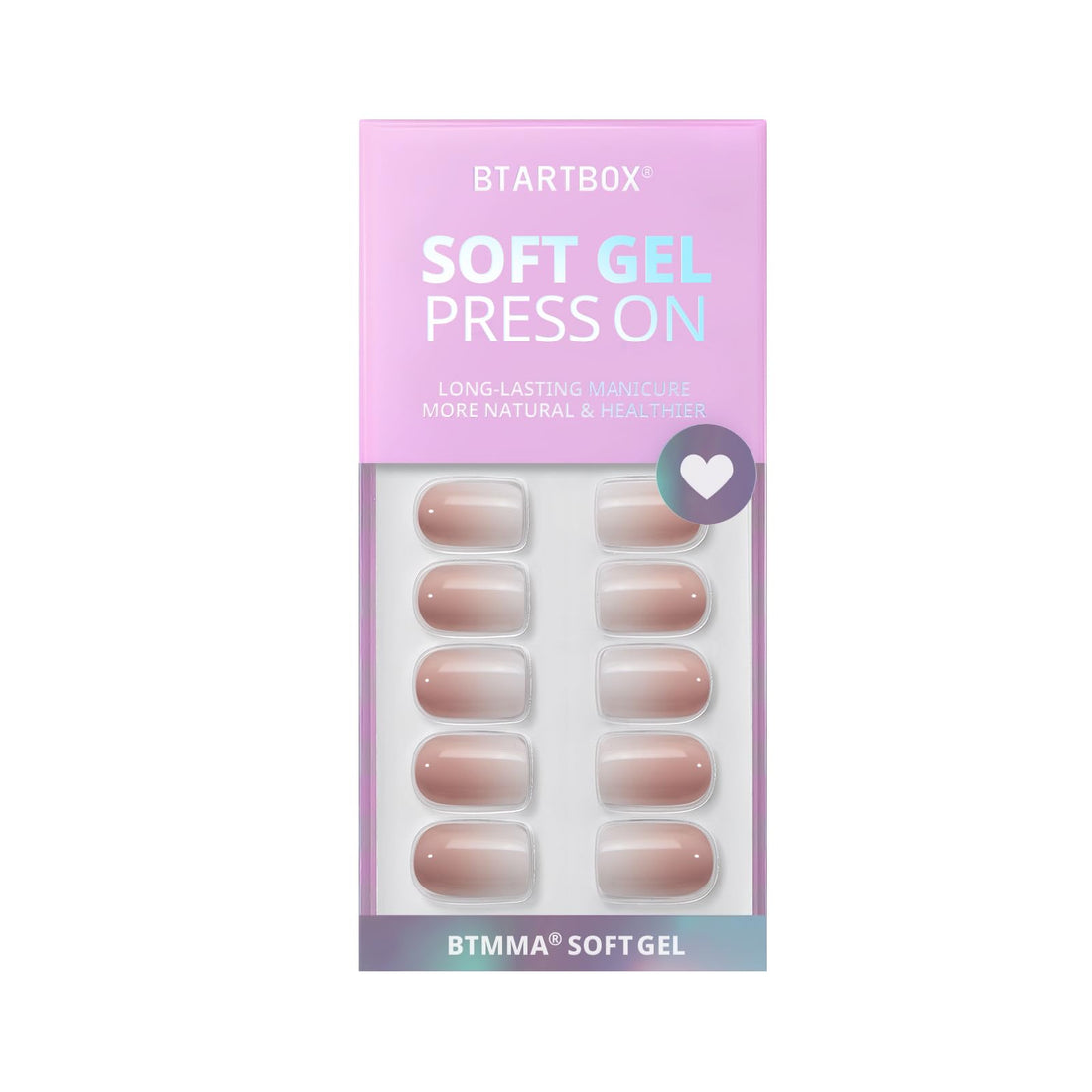BTArtbox Square Ombre Press On Nails -Soft Gel Press On Nails Short with Nail Glue, 15 Sizes - 30 Reusable Fake Nails Kit, Vanilla Cream