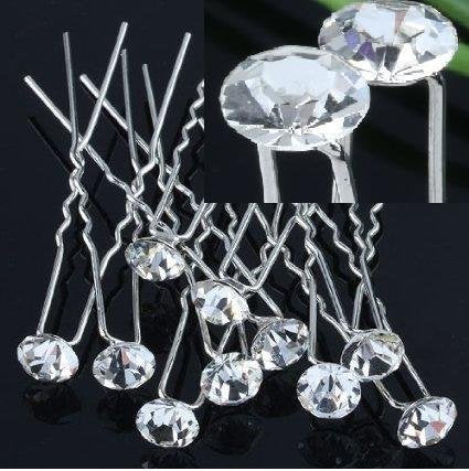 GBSTORE 12 Pcs Transparent Crystal Rhinestones Hair Pins, Beautiful Hair Accessories for Every Occasion by GBSTORE