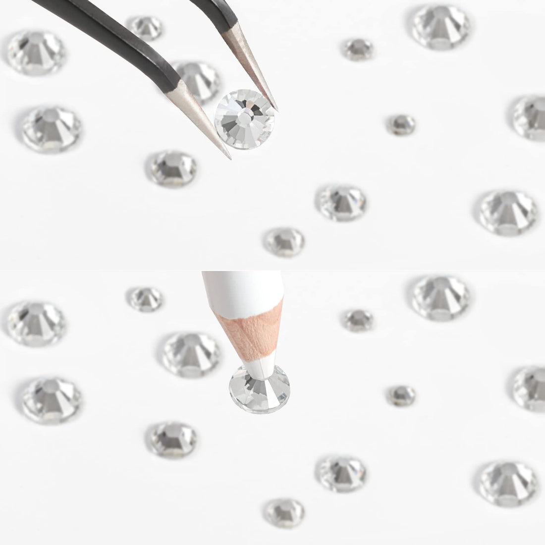 Beadsland Rhinestones for Makeup,8 Sizes 2500pcs Crystal Flatback Rhinestones Face Gems for Nails Crafts with Tweezers and Wax Pencil,Clear,SS4-SS30