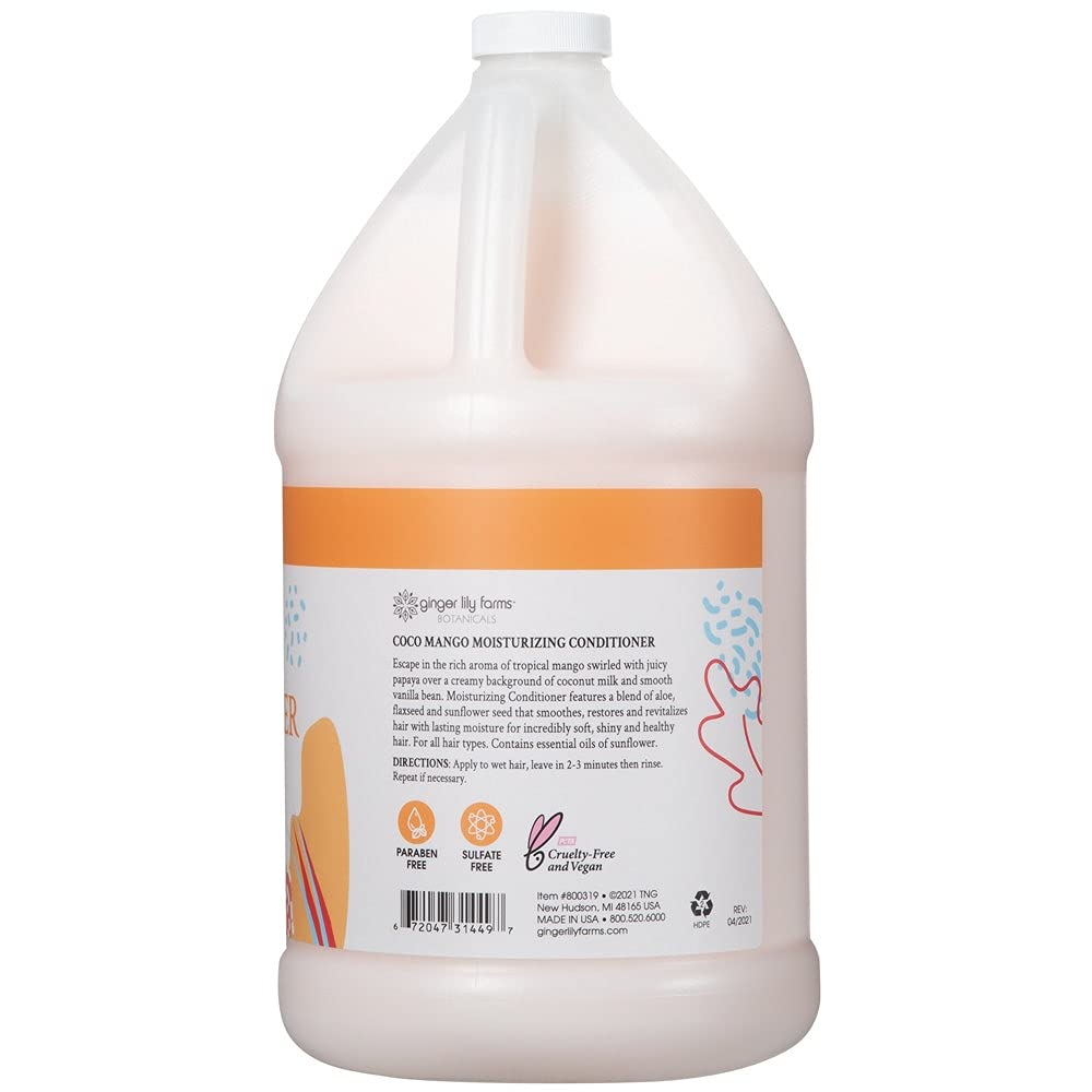 Ginger Lily Farms Botanicals Conditioner Gallon, Coco Mango, 128 Fluid Ounce