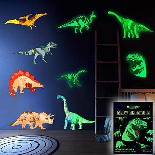 Glow in The Dark Dinosaur Wall Decals for Kids – Removable Dino Stickers for Ceiling, Bedroom, Nursery or Playroom – Self-Adhesive Wall Decor, Gift Idea for Boys and Girls, Easy to Apply