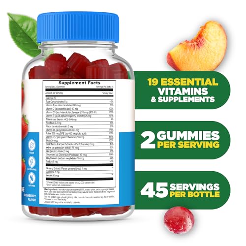 Lifeable Sugar Free Multivitamin for Men Gummies | VIT A, C, D, E, B1, B2, Niacin, B5, B6, Folate, B12, Biotin, Iodine, Zinc, Chromium, Ginseng, Lycopene, Inositol | Sugar Free Vitamins | 90 Gummies