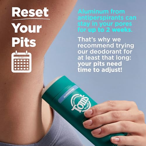 Tom’s of Maine Unscented Aluminum Free Natural Deodorant For Women & Men | Goes on Clear | Odor & Wetness Protection | Naturally Derived and Moisture-Locking Ingredients | 3.25 oz (2 Pack)