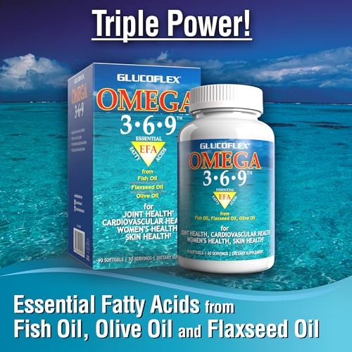 vGlucoflex Omega 3-6-9, Omegas from EPA/DHA Fish Oil for Joint Health, 30 servings