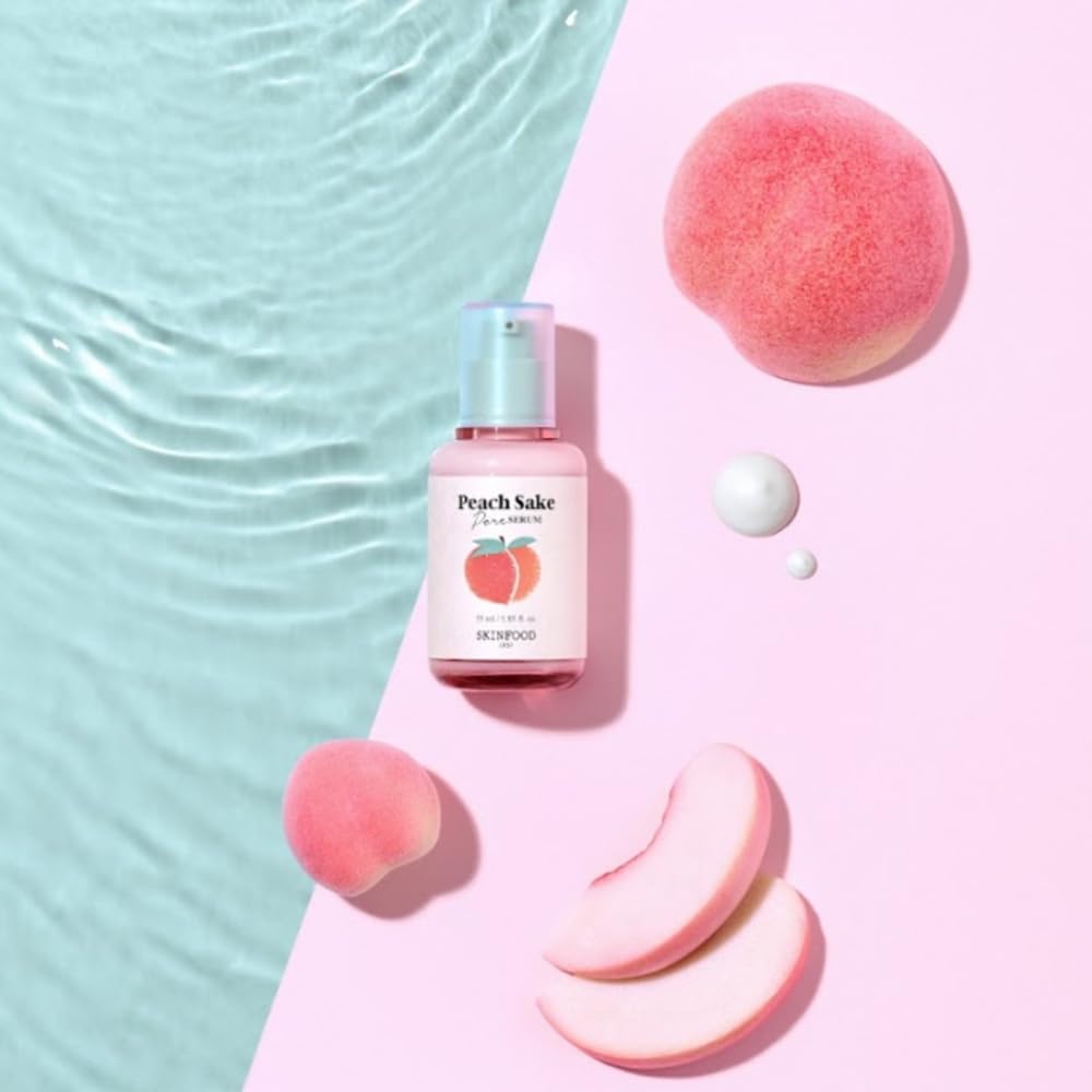 SKINFOOD Peach Sake Pore Serum - Pore Minimizer & Sebum Control - Skin Smoothing Facial Serum for Oily Skin - Pore Refining Serum & Pore Tightening 45ml (1.52 oz)