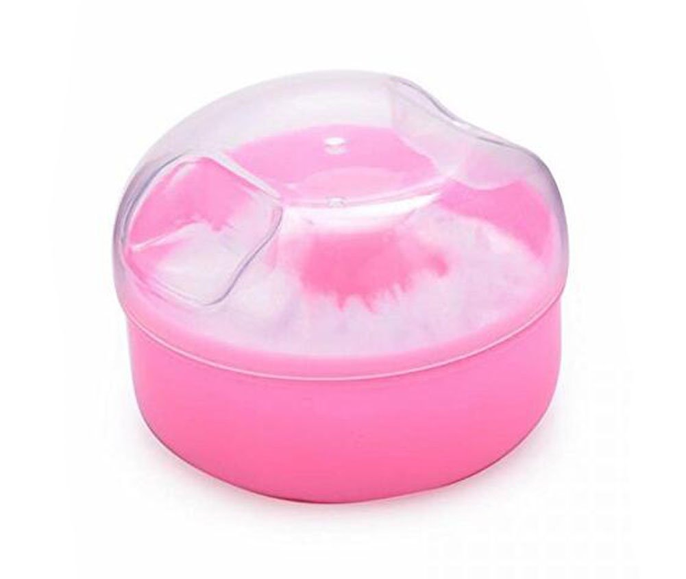 ericotry 2 Pcs Baby After-Bath Powder Puff Sponge Box Kit Dispensor DIY Make up Cosmetic Loose Powder Jar Container Case (Pink)