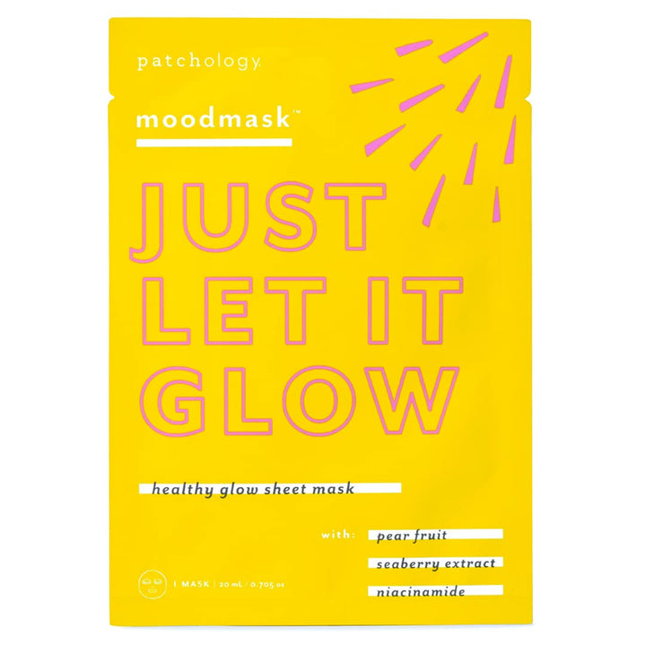 Patchology MoodmaskJust Let It Glow Facial Sheet Mask - Men and Women Face Masks Skincare Sheet for Moisturizing, Hydrating, and Healthy Skin - Best Face Sheets Moisturizer (1 Count)