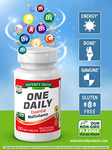 One Daily Womens and Men's Essential Multivitamin | 100 Mini Tablets | Non-GMO & Gluten Free | By Nature's Truth