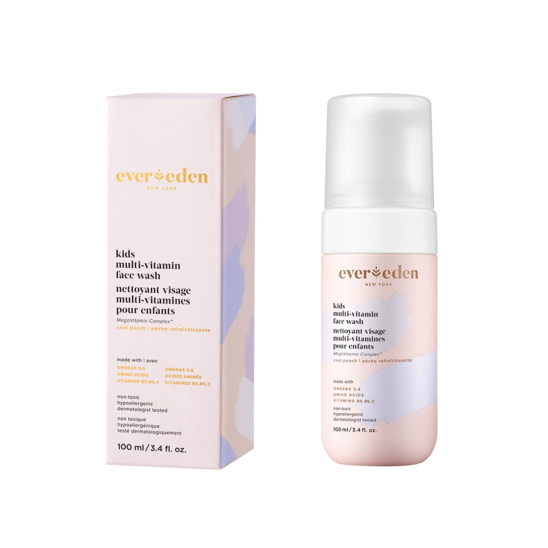 Evereden Kids Face Wash: Cool Peach, 3.4 fl oz. | Gentle Skin Care | Non-toxic and Clean Ingredients | Multi-Vitamin Skin Care for Kids