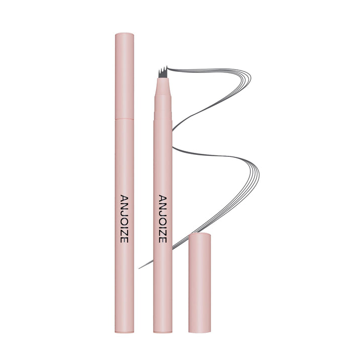 Anjoize Microblading Eyebrow Pencil,3d Waterproof Magic Eyebrow Pencil,4 Tipped Precise Brow Pen,Microblade Eyebrow Pen For Natural Look,Long Lasting(Gray)