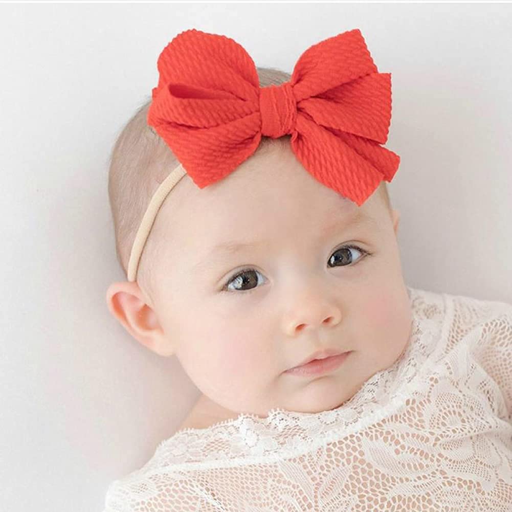 Cinaci 30 Pack Super Stretchy Nylon Headbands with Big Bow Hair Accessories for Baby Girls Infants Toddlers Kids Teens