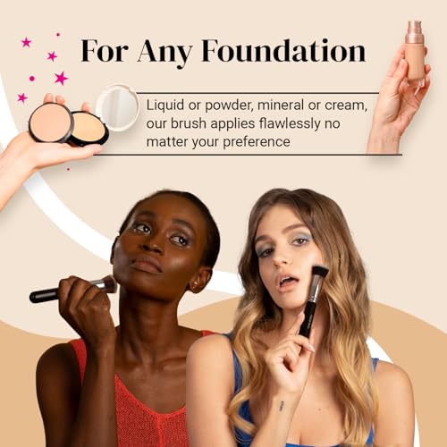 Flat Top Kabuki Foundation Brush By KESHIMA - Premium Makeup Brush for Liquid, Cream, and Powder - Buffing, Blending, and Face - 1.2 Top Diameter