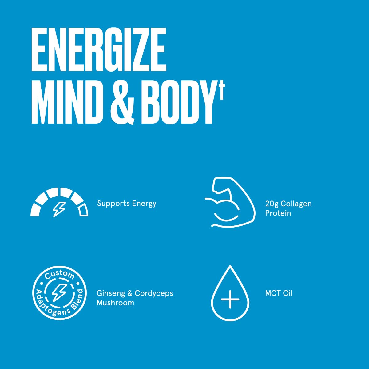 Bulletproof Vanilla Bean Energy Collagen Protein Powder, 18.3 Ounces, Caffeine-Free Fuel with Vitamins and Antioxidants