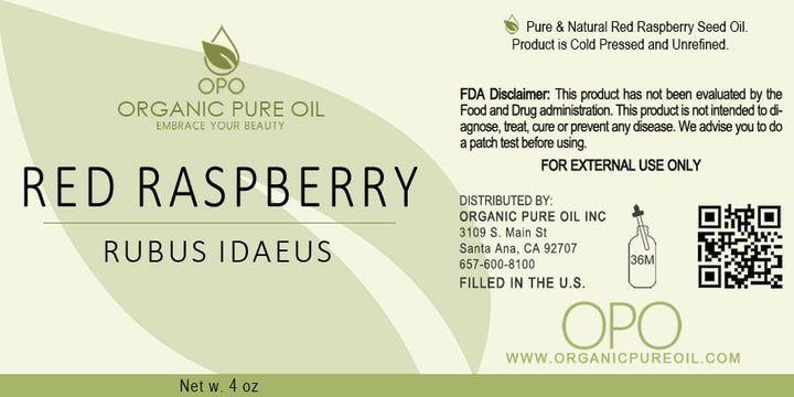 Red Raspberry Seed Oil - 4 oz Glass & Dropper - Pure Unrefined Cold Pressed Non GMO Vegan Carrier Oil for Face Hair Skin Body Nails Lips Cuticles Scalp by Organic Pure Oil