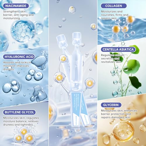 60 Pcs 5% Hyaluronic Acid Serum Ultra-Hydrating Vials, Hyaluronic Acid Tubes, Wake Nature Perfection Hyaluronic Serum, Single-Use Ultra-Hydrating Essence for Face